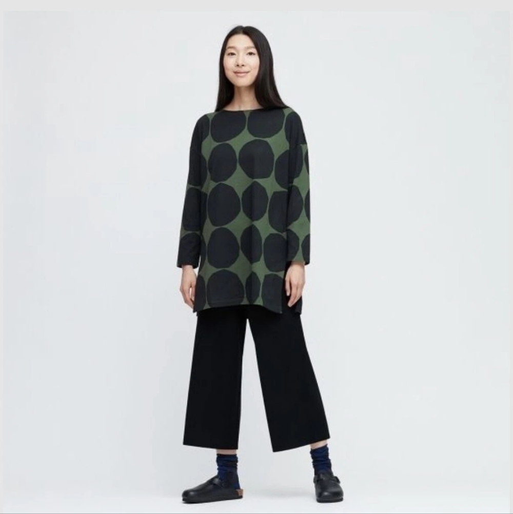 Uniqlo x Marimekko Women's Long Sleeve Tunic Olive Size Small